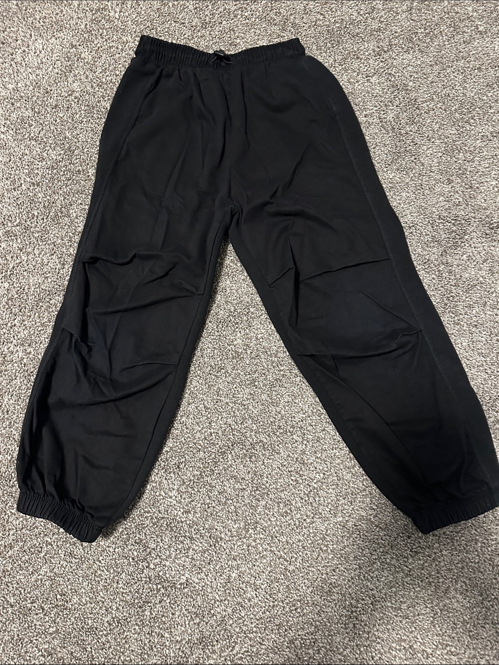 Kid's Black Casual Drawstring Jogger Pants